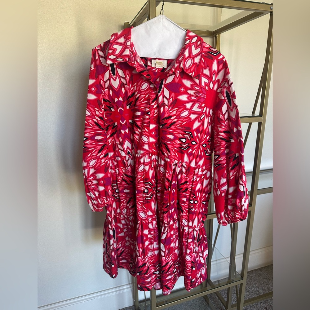 Maeve Bold Red and White Floral Mini Dress